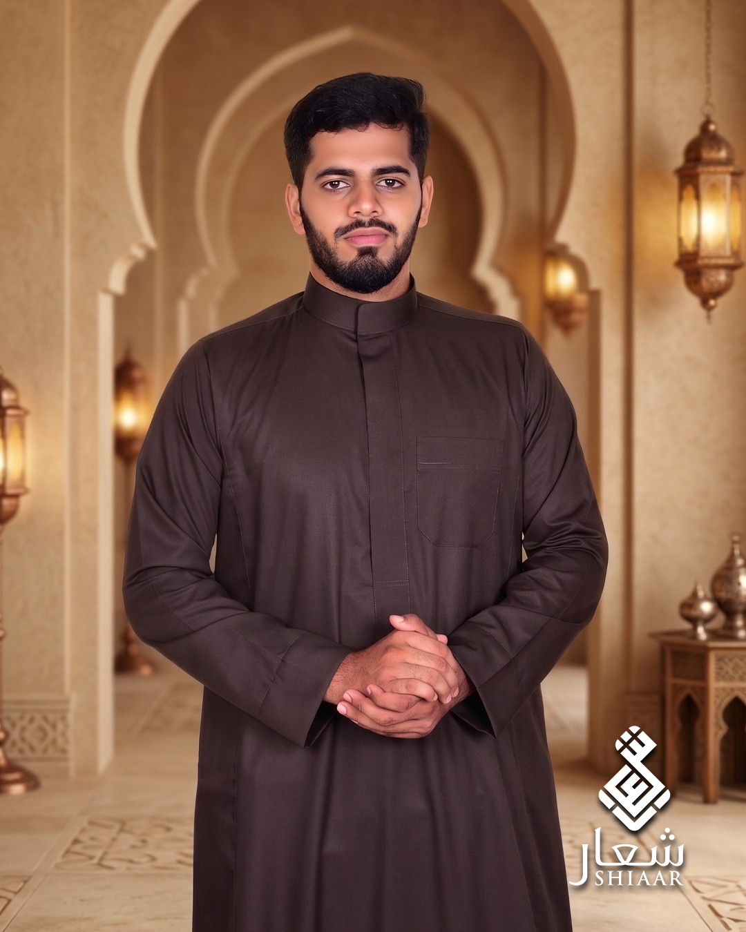 SHIAAR men's dark brown thobe