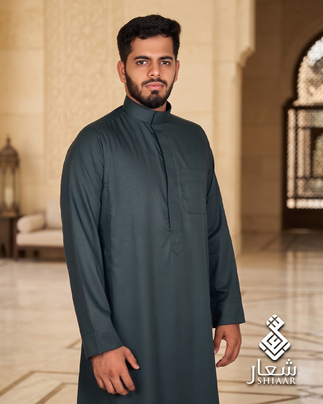 SHIAAR men's dark green thobe
