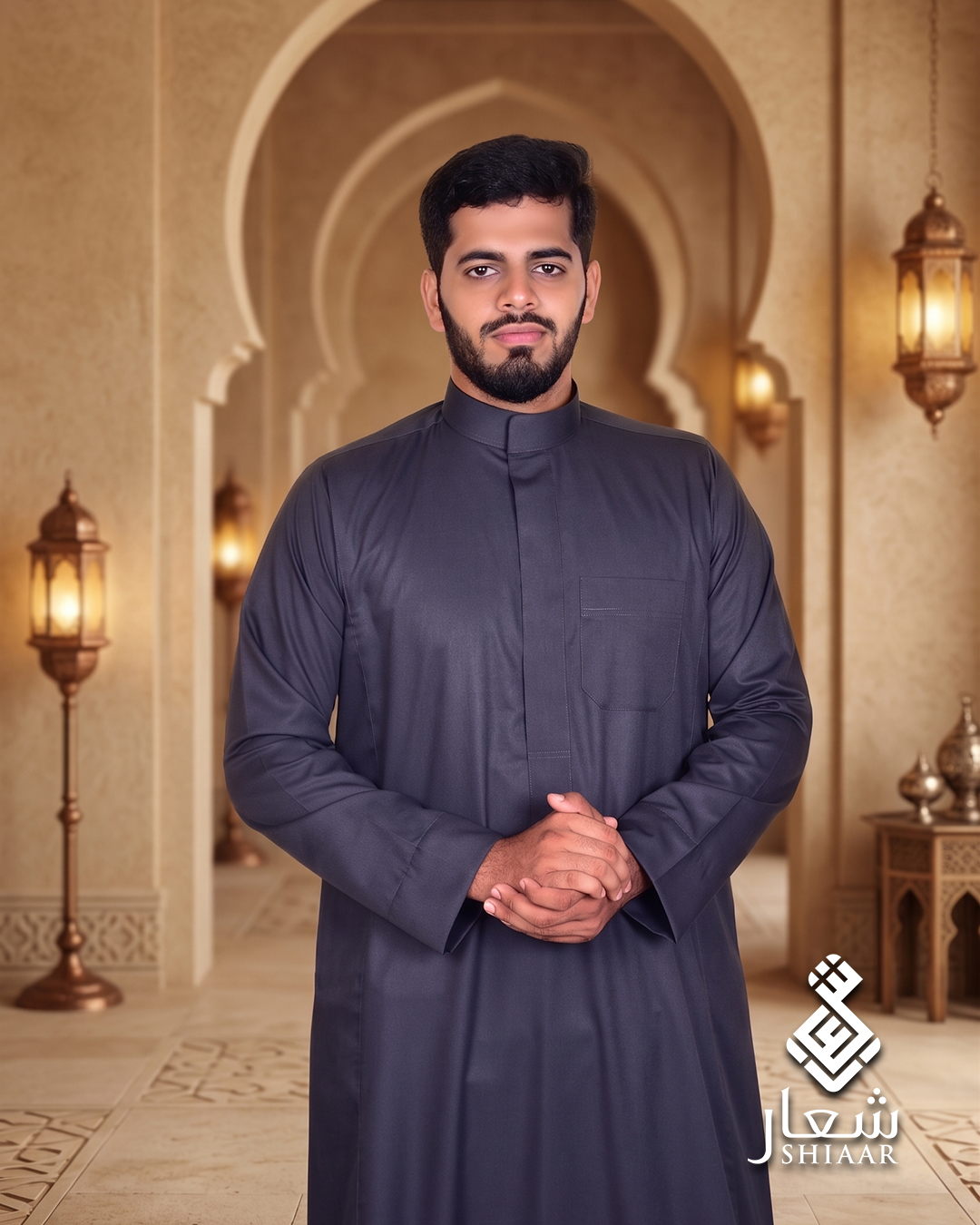 SHIAAR men's dark grey thobe